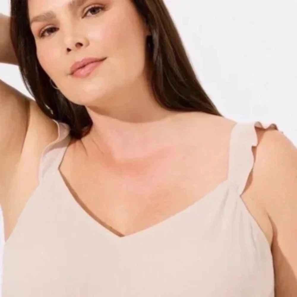 torrid Neutral Tank with Ruffle Straps - Picture 3 of 7